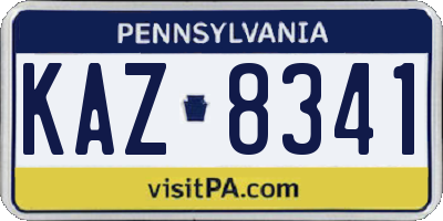 PA license plate KAZ8341