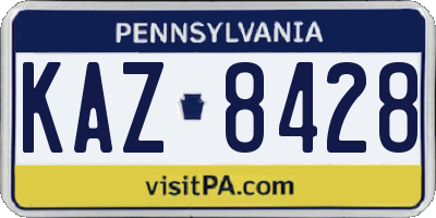 PA license plate KAZ8428