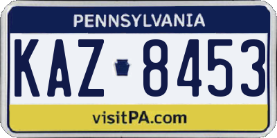 PA license plate KAZ8453