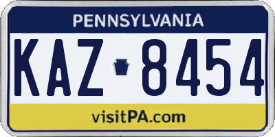 PA license plate KAZ8454