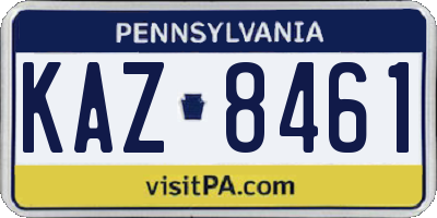 PA license plate KAZ8461