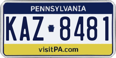 PA license plate KAZ8481