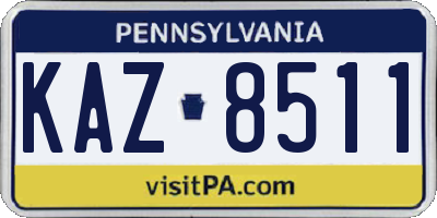PA license plate KAZ8511