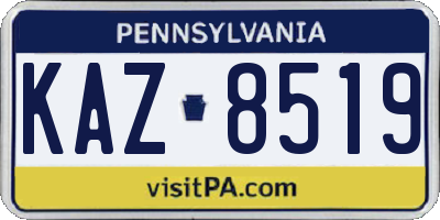 PA license plate KAZ8519