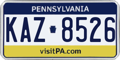 PA license plate KAZ8526