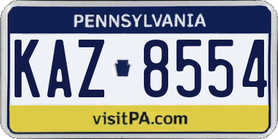 PA license plate KAZ8554