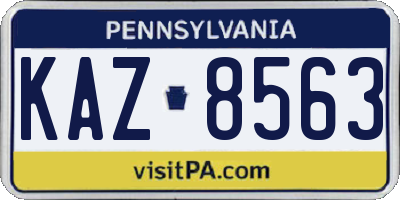 PA license plate KAZ8563