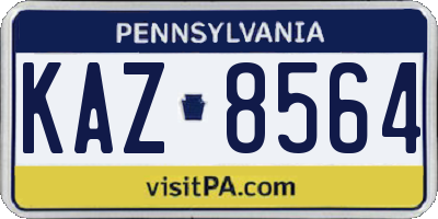 PA license plate KAZ8564