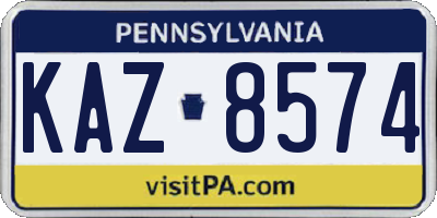 PA license plate KAZ8574