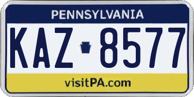 PA license plate KAZ8577