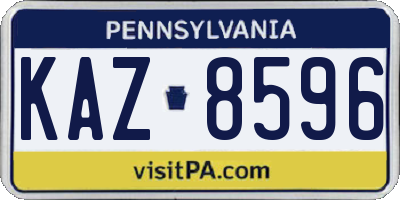 PA license plate KAZ8596