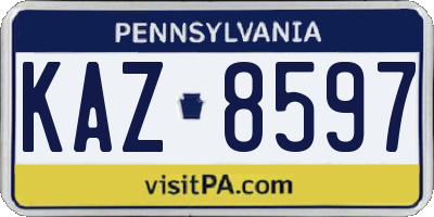 PA license plate KAZ8597