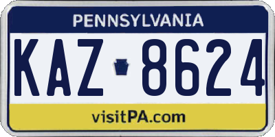 PA license plate KAZ8624