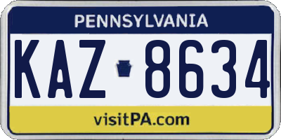 PA license plate KAZ8634