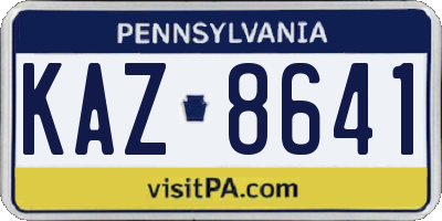 PA license plate KAZ8641