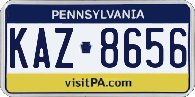 PA license plate KAZ8656
