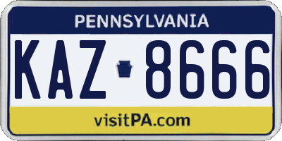 PA license plate KAZ8666