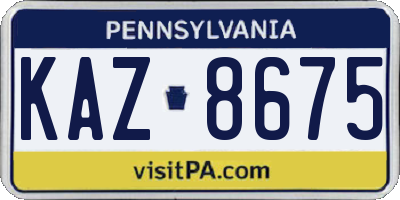 PA license plate KAZ8675
