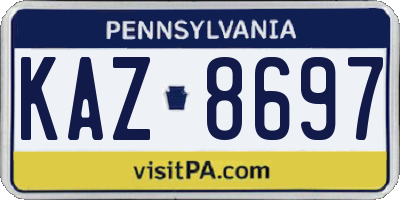 PA license plate KAZ8697