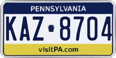PA license plate KAZ8704