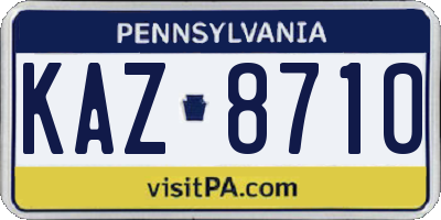PA license plate KAZ8710