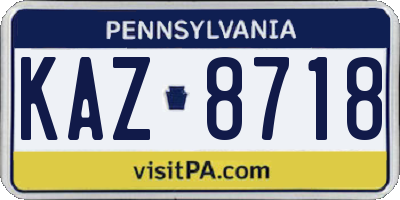 PA license plate KAZ8718