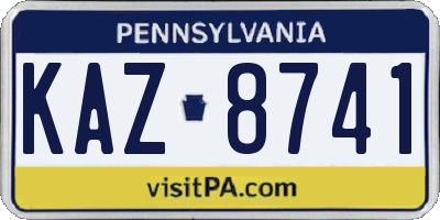 PA license plate KAZ8741