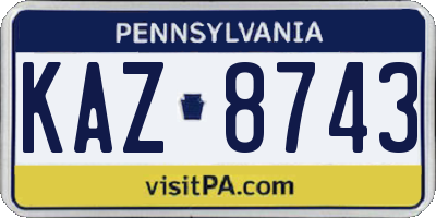 PA license plate KAZ8743