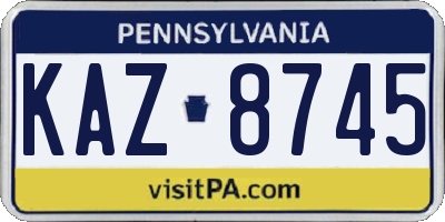 PA license plate KAZ8745