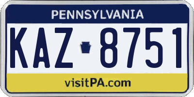 PA license plate KAZ8751