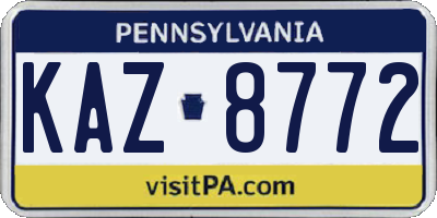 PA license plate KAZ8772