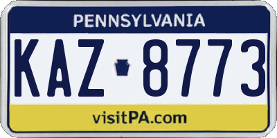 PA license plate KAZ8773
