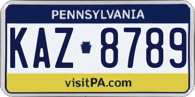 PA license plate KAZ8789
