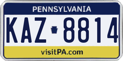 PA license plate KAZ8814