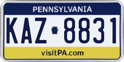 PA license plate KAZ8831