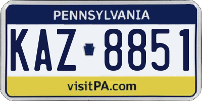 PA license plate KAZ8851
