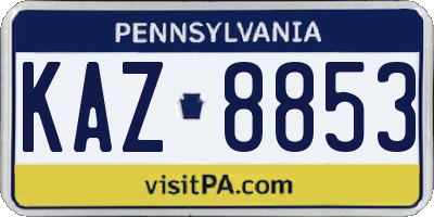 PA license plate KAZ8853
