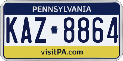 PA license plate KAZ8864