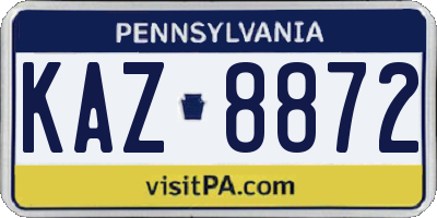 PA license plate KAZ8872