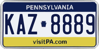 PA license plate KAZ8889