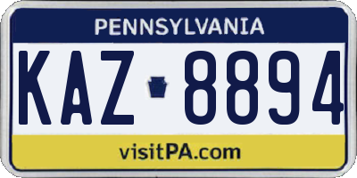 PA license plate KAZ8894