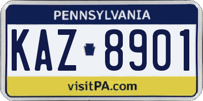 PA license plate KAZ8901