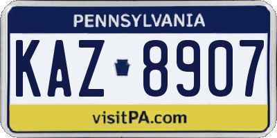 PA license plate KAZ8907