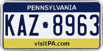 PA license plate KAZ8963