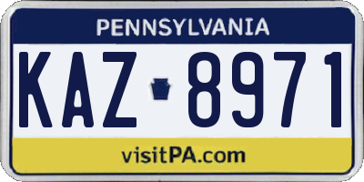 PA license plate KAZ8971