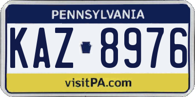 PA license plate KAZ8976