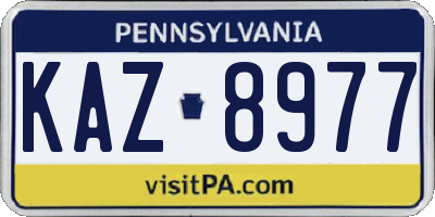 PA license plate KAZ8977