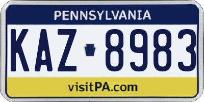 PA license plate KAZ8983