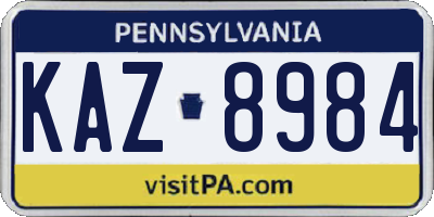 PA license plate KAZ8984