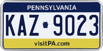 PA license plate KAZ9023